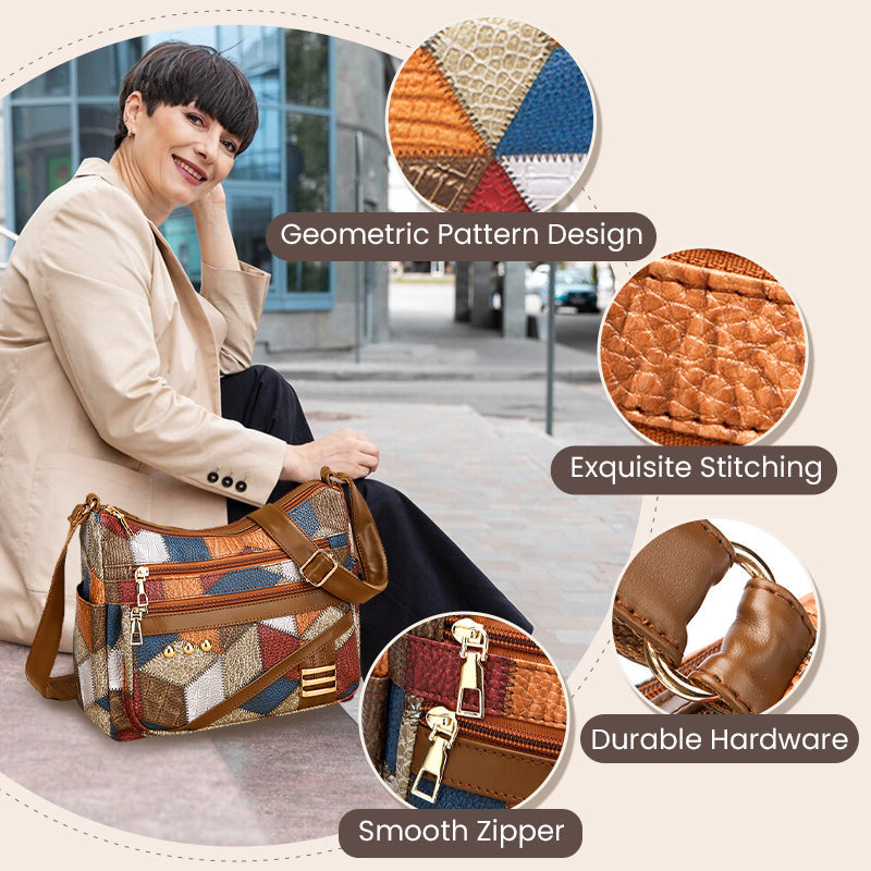 🔥Vintage bag with geometric pattern and adjustable stra👜