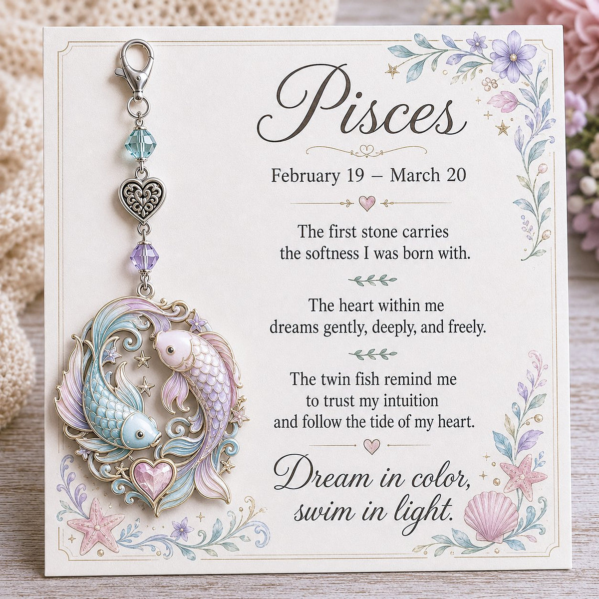 π«12 Zodiac Birthstone Charm Keepsake Card | Astrology Birthday Gift for Her
