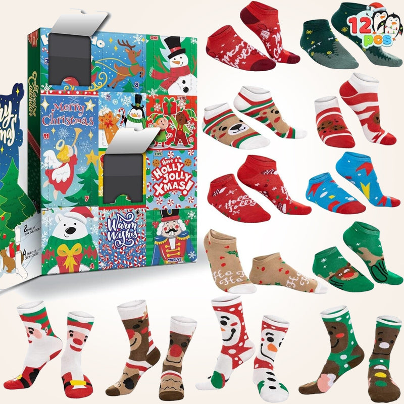 🎄 Christmas Advent Calendar Socks Gift Box | 24‑Slot Holiday Sock Advent Calendar