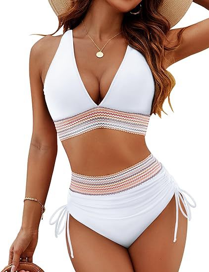 🔥S~4XL available🔥2025 High-waisted bikini set with tummy control in color bloc