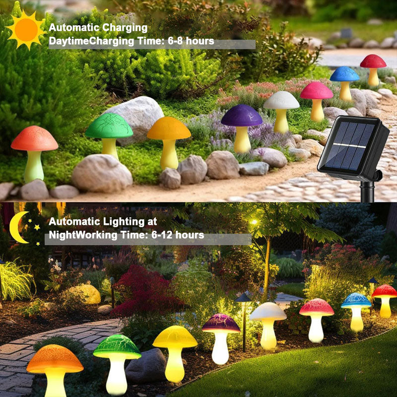 🍄✨ Planting the stars in your garden—solar mushroom lights
