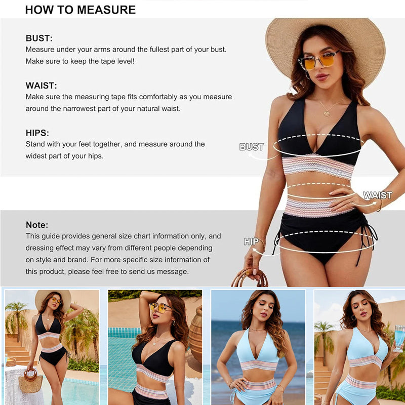 🔥S~4XL available🔥2025 High-waisted bikini set with tummy control in color bloc