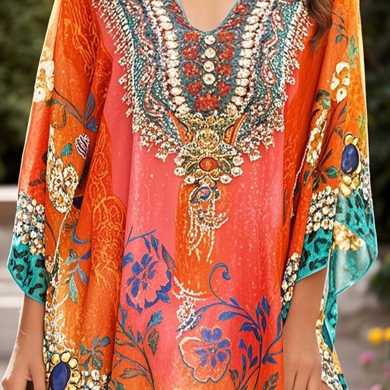 🌸V-Neck Contrast Ethnic Style Cardigan To