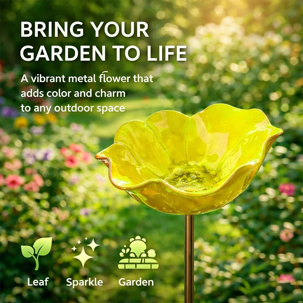 💖Handmade Metal Flower Garden Stake🐦
