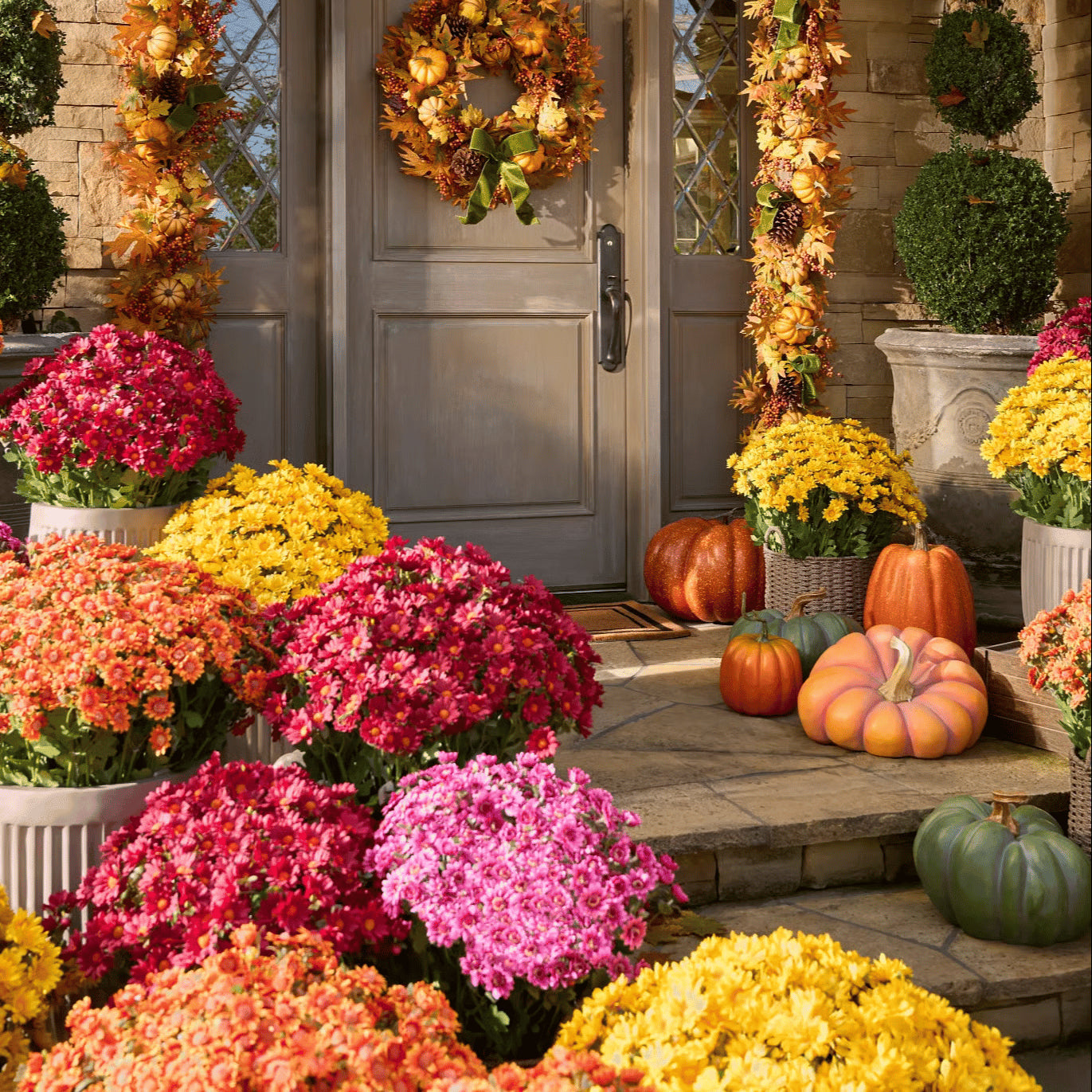 🍁 Artificial Fall Chrysanthemum Mums: Vibrant UV-Resistant Outdoor Autumn Flowers! 🍂