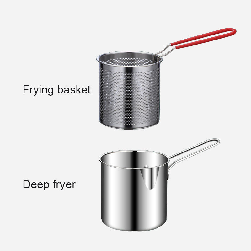 🍟 Mini Deep Fryer Pot Made of 304 Stainless Steel with Drain Basket