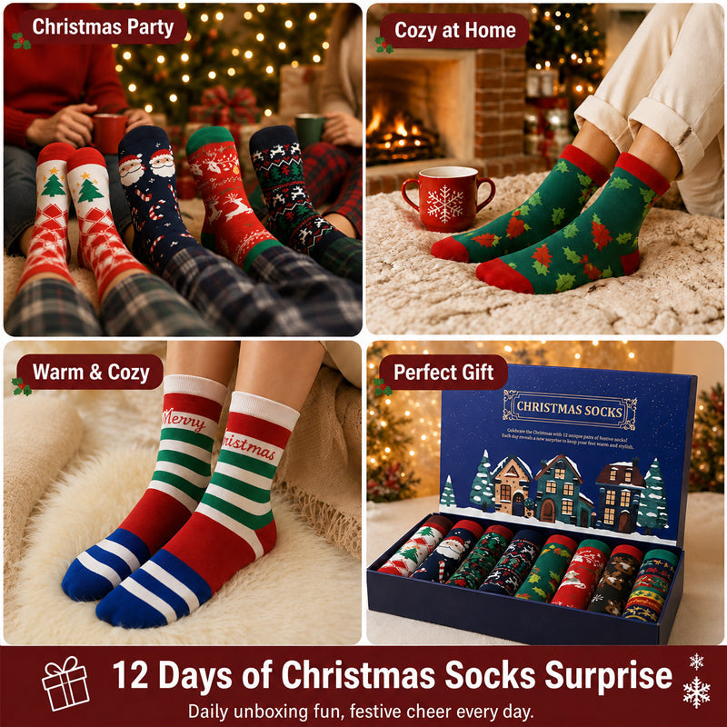 🎄 Christmas Advent Calendar Socks Gift Box | 24‑Slot Holiday Sock Advent Calendar
