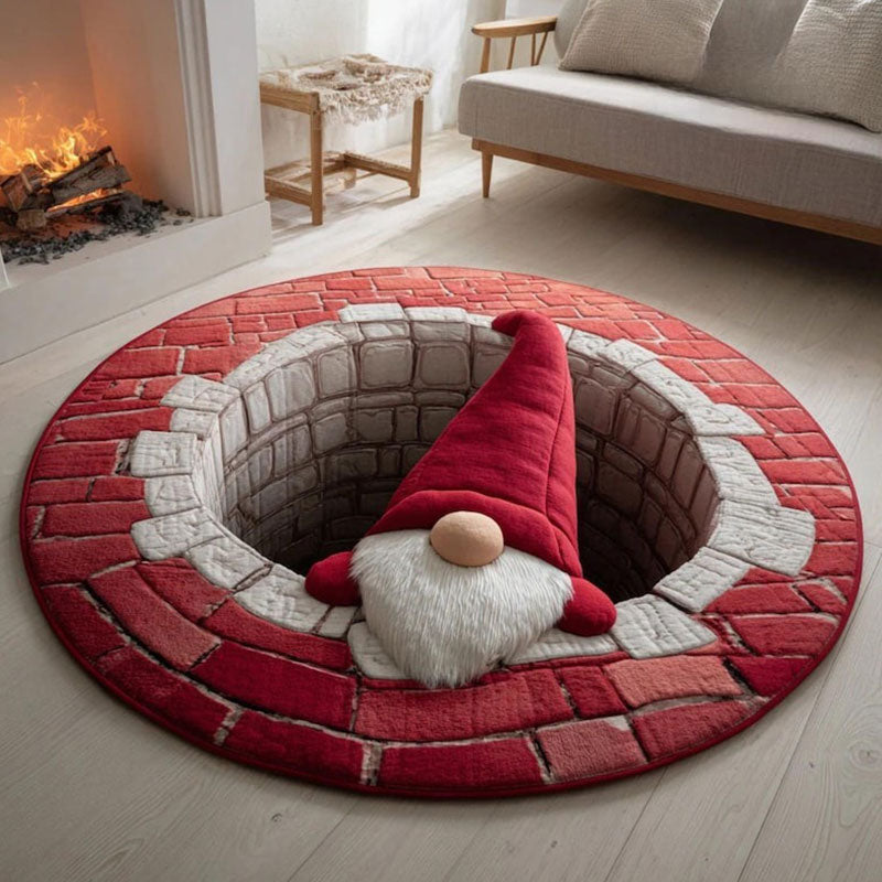 🌀 3D Illusion Christmas Rug 🎄 | Round, Non-Slip & Washable | Eye-Catching Home Decor ✨