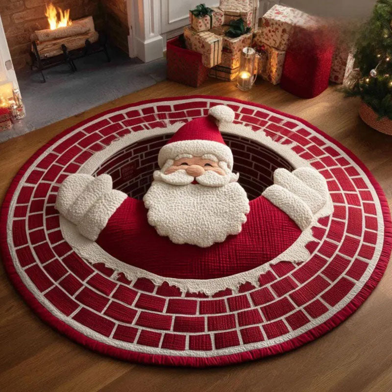 🌀 3D Illusion Christmas Rug 🎄 | Round, Non-Slip & Washable | Eye-Catching Home Decor ✨