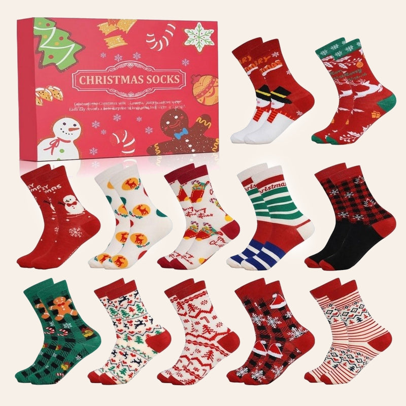 🎄 Christmas Advent Calendar Socks Gift Box | 24‑Slot Holiday Sock Advent Calendar
