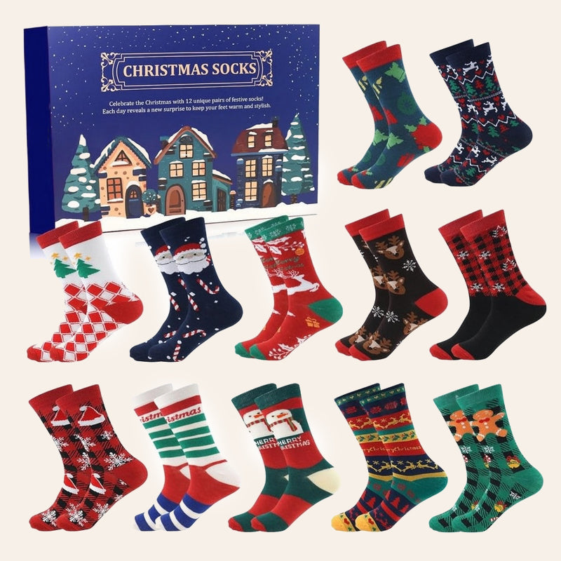 🎄 Christmas Advent Calendar Socks Gift Box | 24‑Slot Holiday Sock Advent Calendar
