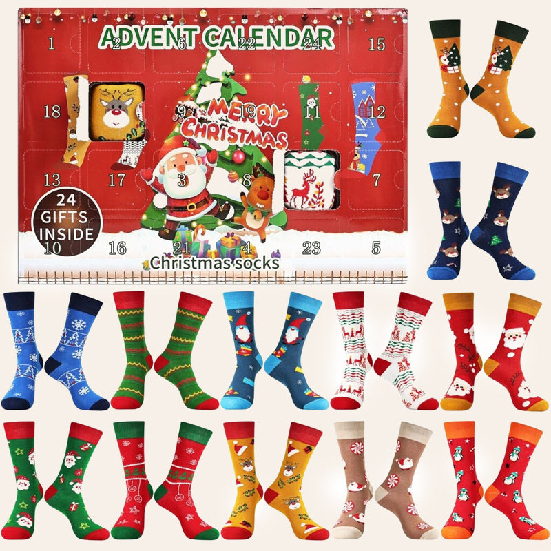 🎄 Christmas Advent Calendar Socks Gift Box | 24‑Slot Holiday Sock Advent Calendar