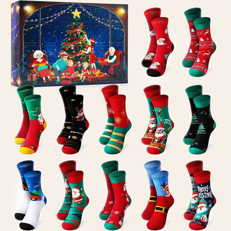 🎄 Christmas Advent Calendar Socks Gift Box | 24‑Slot Holiday Sock Advent Calendar