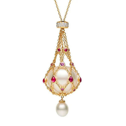 ✨14.0-15.0 mm Freshwater Pearl & Blue Gemstone Lavalier Pendan💎