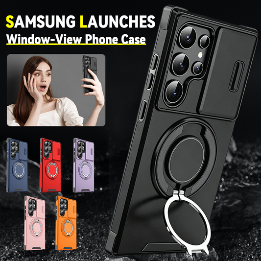 Galaxy S Series Armor Case 🛡️ Sliding Camera Protector & 360° Ring Stand 🧲 Magnetic Compatibility