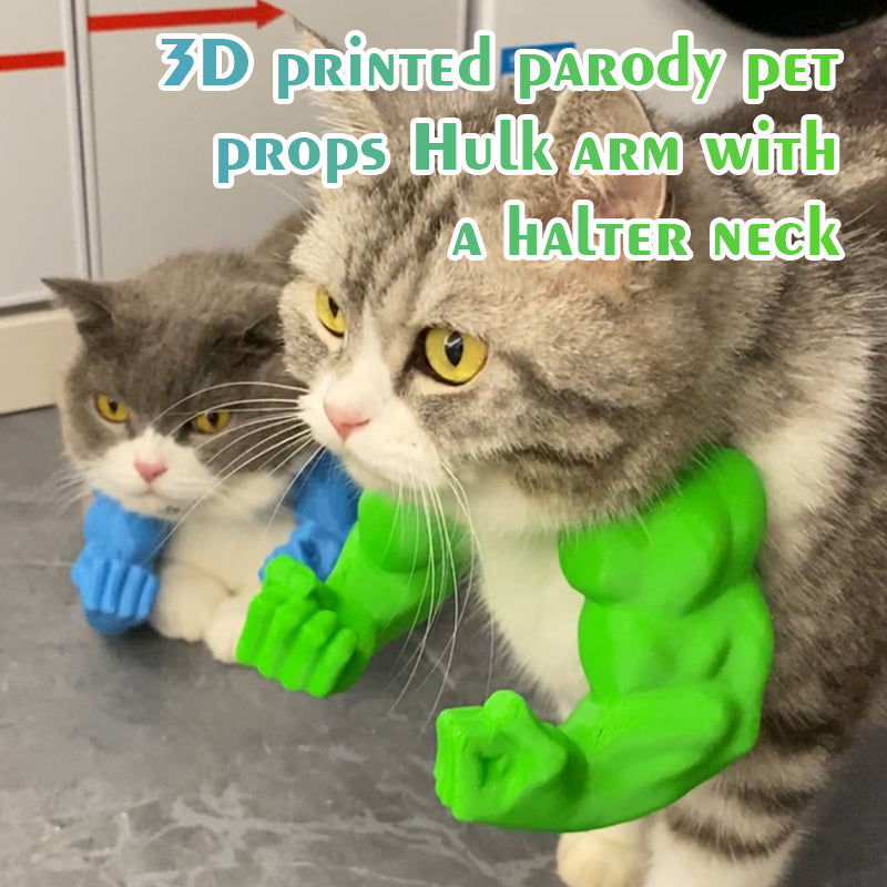 💪 3D Printed Hulk Arms Pet Cosplay Props with Halter Neck