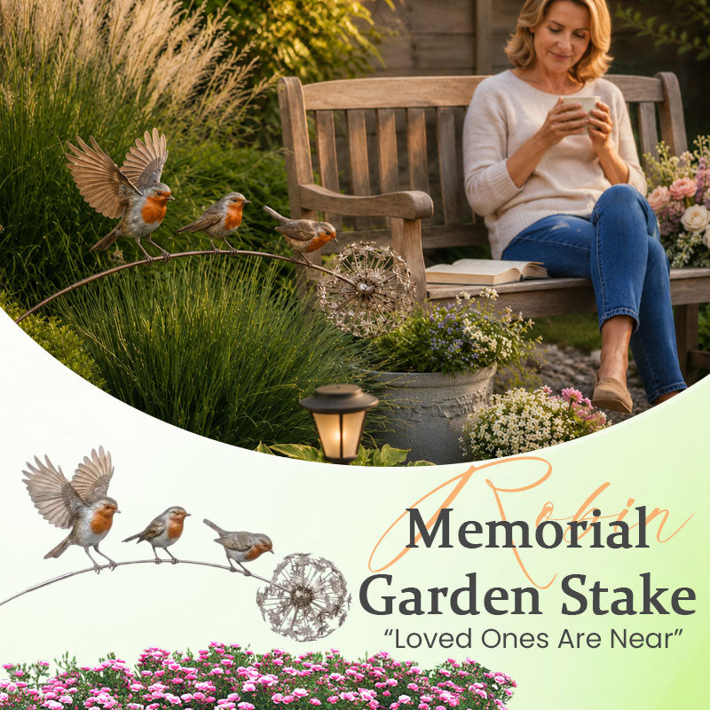 🕊️Robin Memorial Garden Stake – “Loved Ones Are Near”