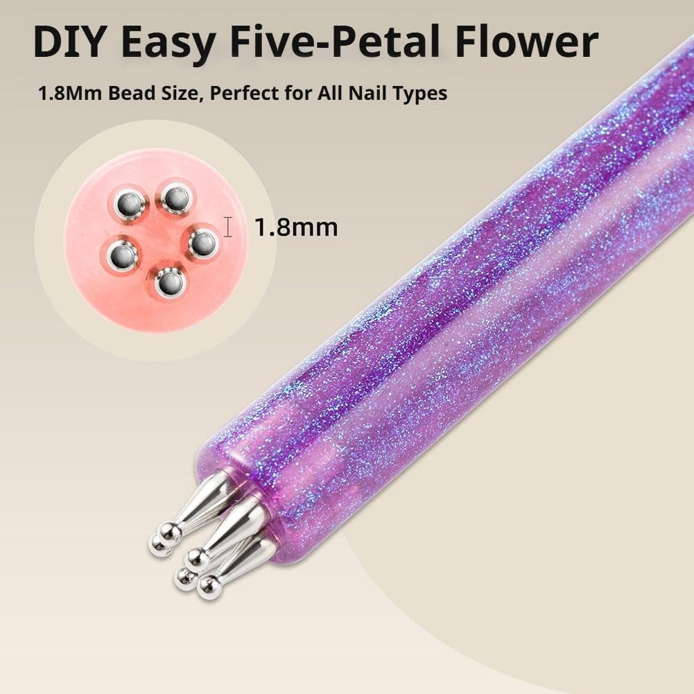 🌸 5 Head Flower Nail Dotting Tool