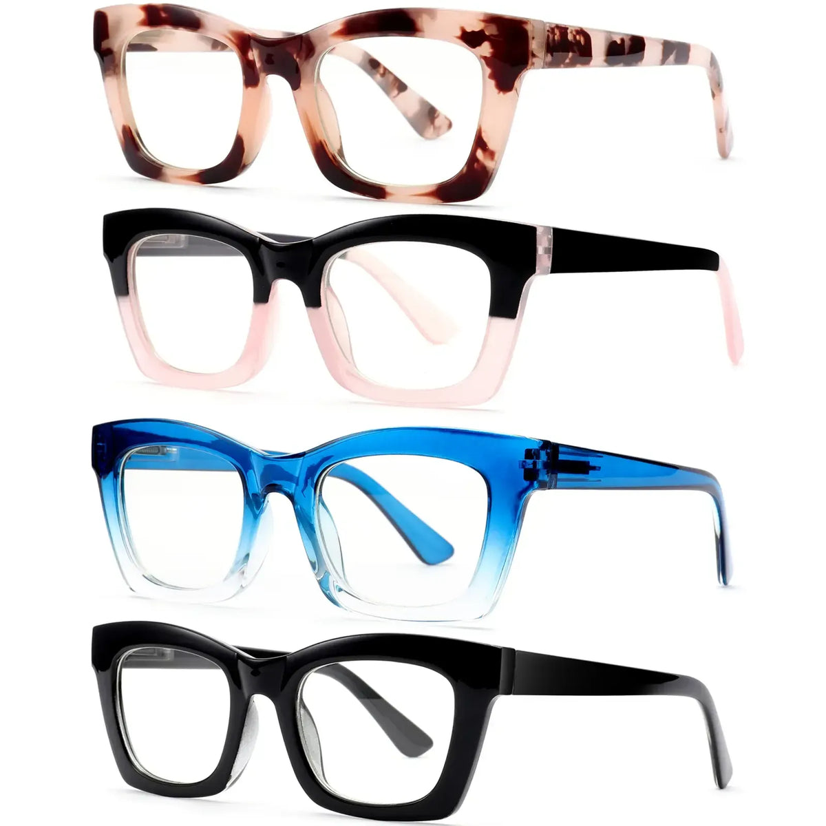 👓 Blue Light Filter Glasses Set, 4 Pairs, Unisex Reading Glasses