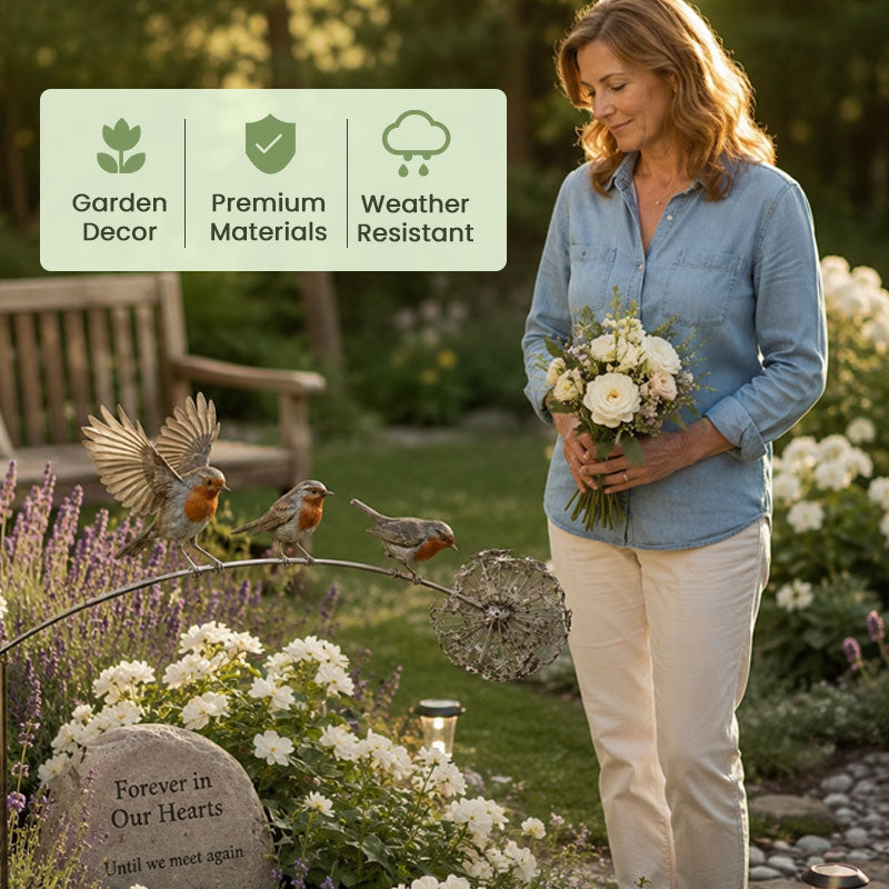 🕊️Robin Memorial Garden Stake – “Loved Ones Are Near”