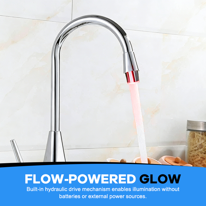 LED Faucet Attachment – Battery-Free ✨ Temperature Sensor & Color Changing Light for Bathroom & Kitchen
