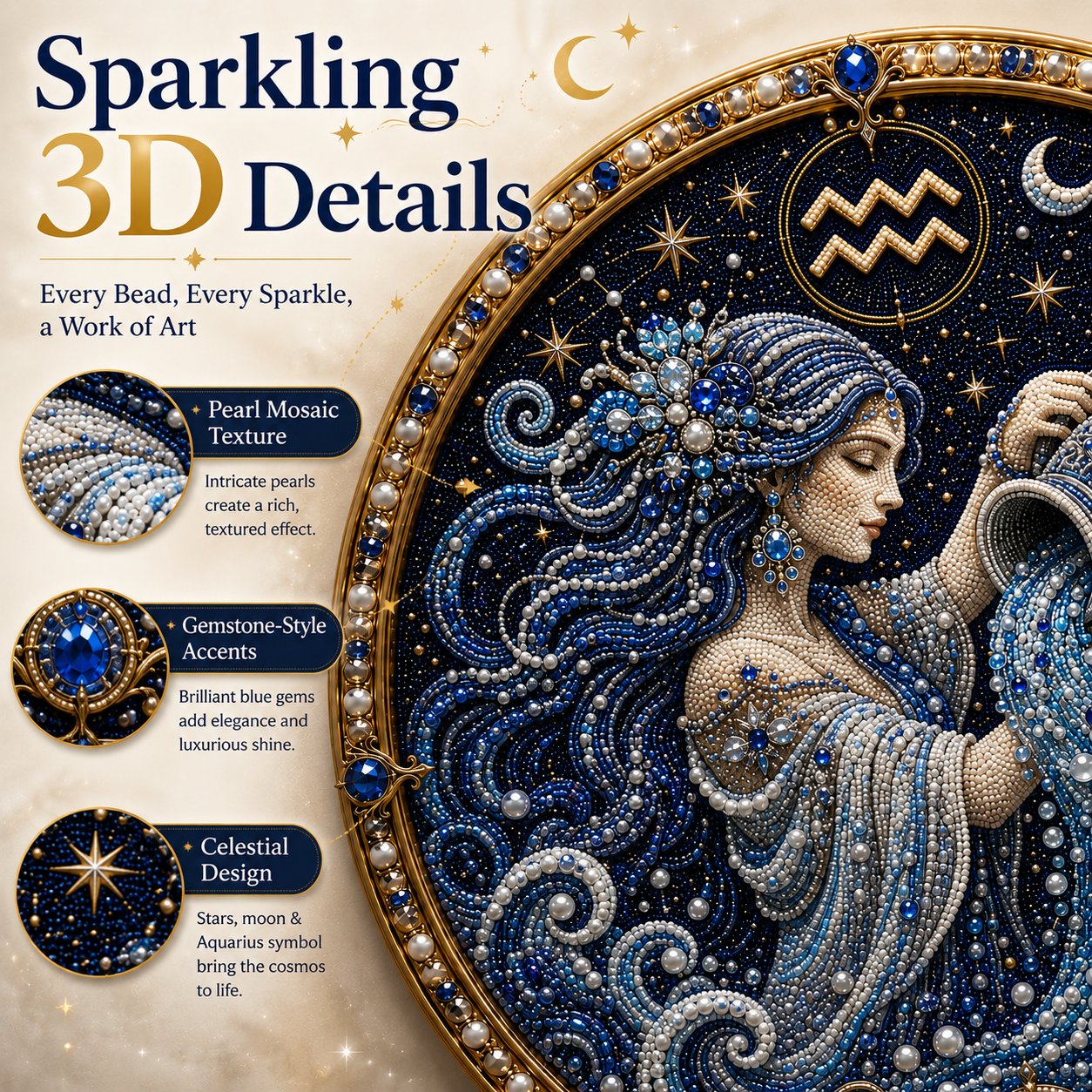 🌙 Magic On Your Wall! Luxury 3D Zodiac Pearl Art For A Cozy Home 🔮