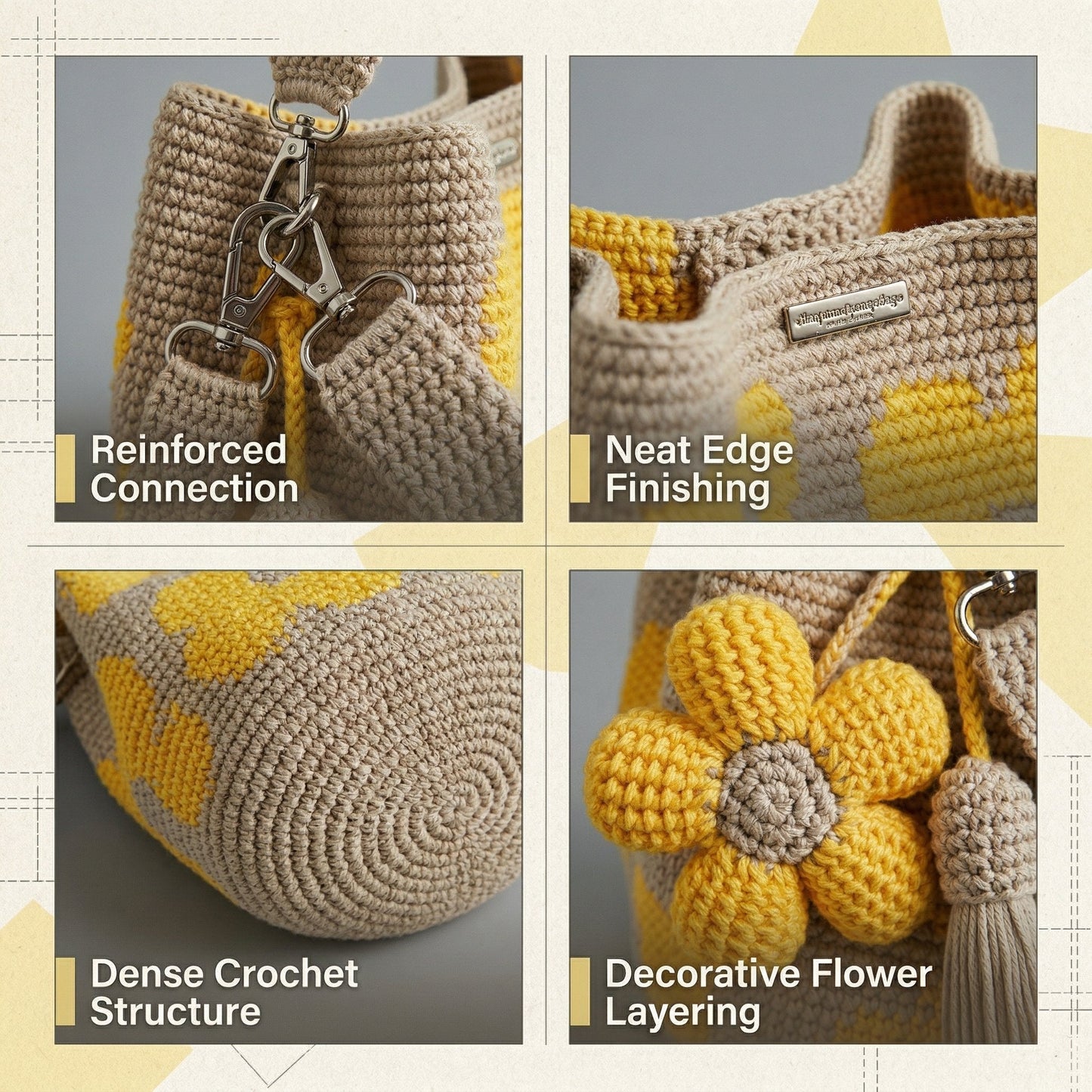 🏆 Promotion 49% OFF🧵🌸Handmade Crochet Flower Tote 🌼✨