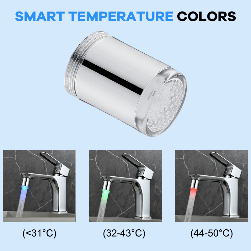LED Faucet Attachment – Battery-Free ✨ Temperature Sensor & Color Changing Light for Bathroom & Kitchen