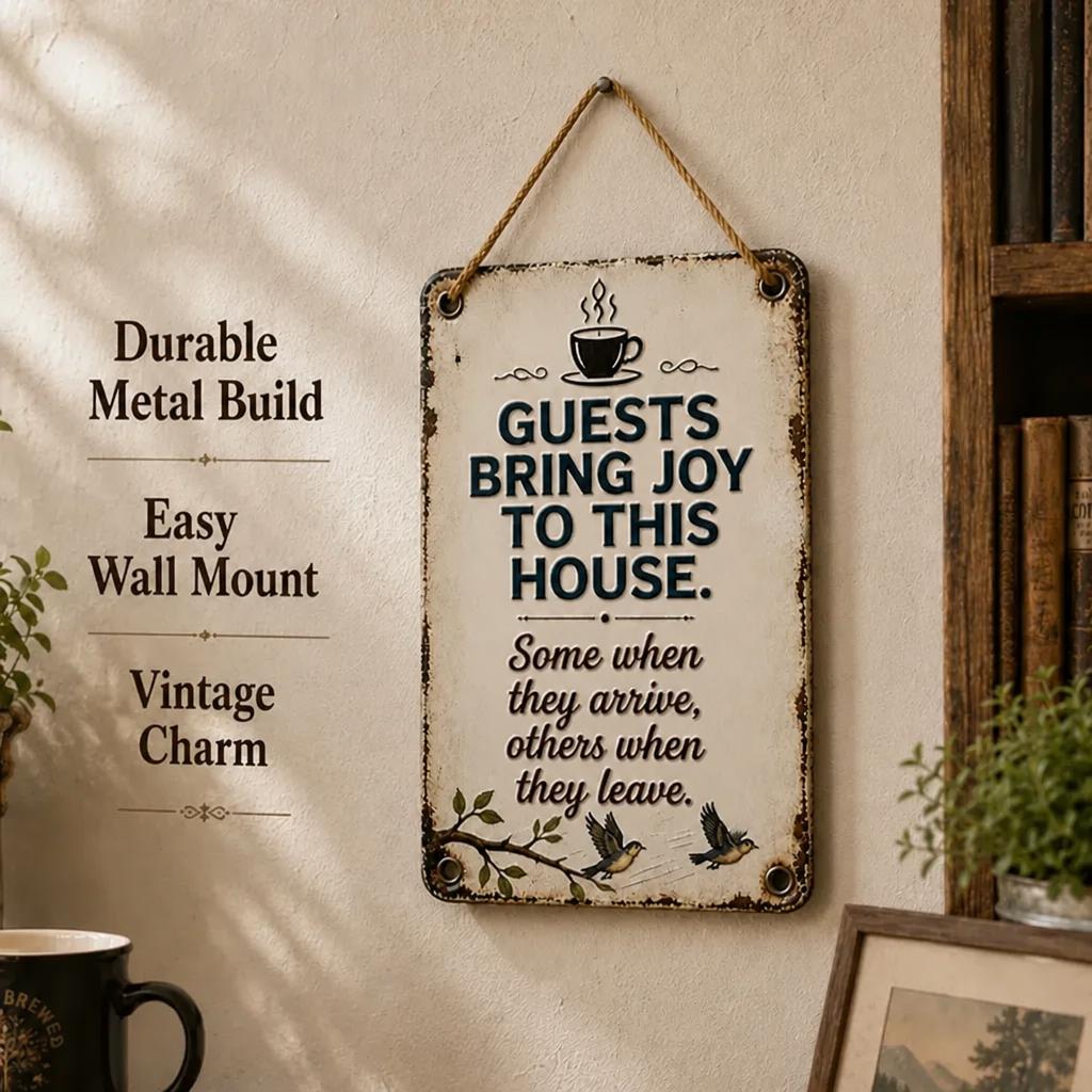 ✨🏡Cozy Welcome Metal Sign for Porch & Garden - Weatherproof Vintage Wall Decor for Front Door, Outdoor Gate & Yard Fence