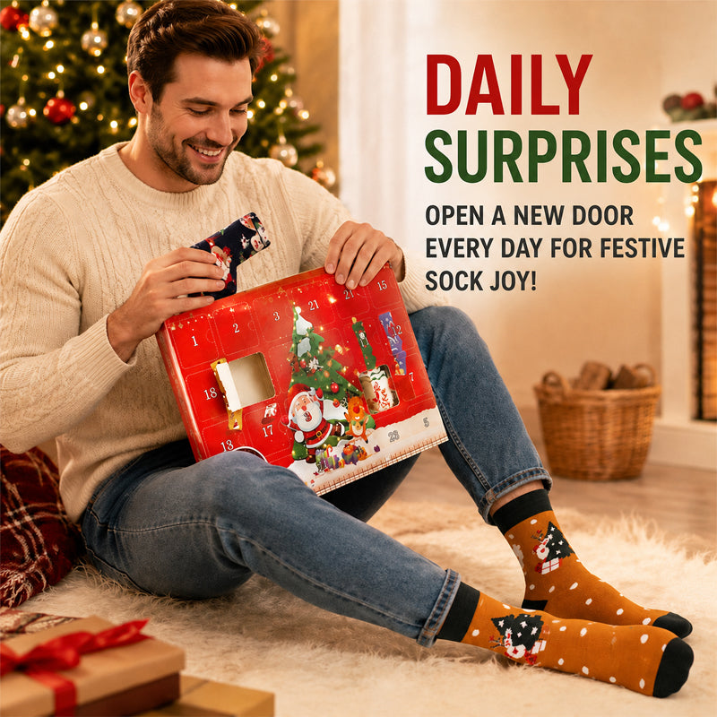 🎄 Christmas Advent Calendar Socks Gift Box | 24‑Slot Holiday Sock Advent Calendar