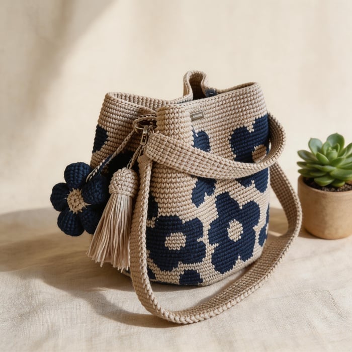 🏆 Promotion 49% OFF🧵🌸Handmade Crochet Flower Tote 🌼✨