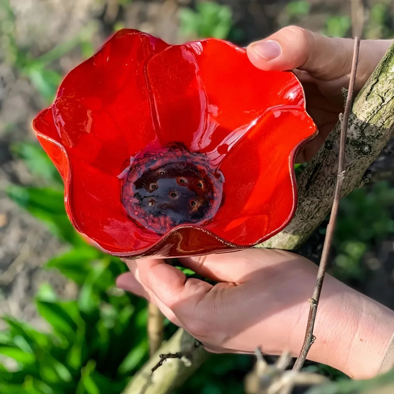 💖Handmade Metal Flower Garden Stake🐦