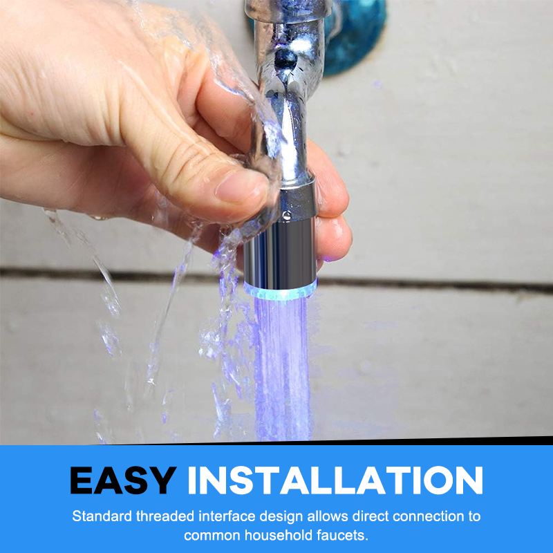 LED Faucet Attachment – Battery-Free ✨ Temperature Sensor & Color Changing Light for Bathroom & Kitchen