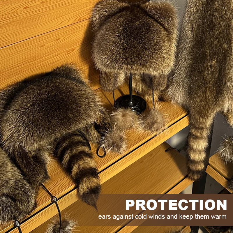 💥 50% OFF Black Friday! Luxurious Faux-Fur Hat (Raccoon-Tail Style) 🦌 | Winter & Outdoor