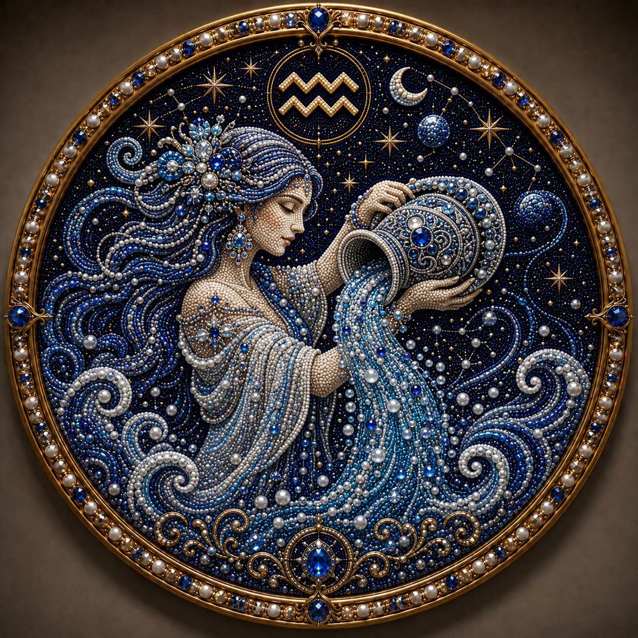 🌙 Magic On Your Wall! Luxury 3D Zodiac Pearl Art For A Cozy Home 🔮