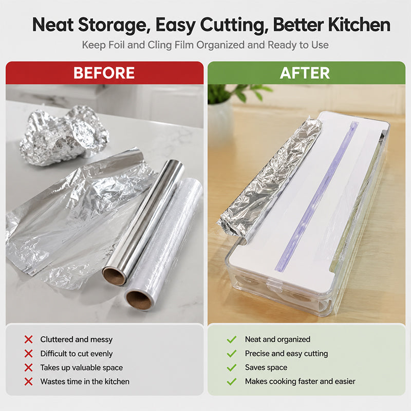 ✨ Premium Kitchen Cutter & Organizer – For Plastic Wrap and Aluminum Foil