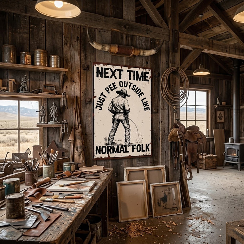 🤠Pissing Metal Sign😆