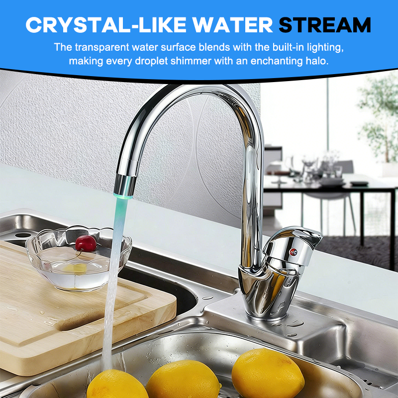 LED Faucet Attachment – Battery-Free ✨ Temperature Sensor & Color Changing Light for Bathroom & Kitchen