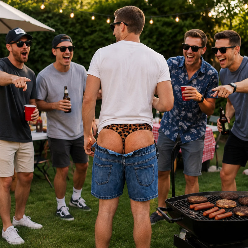 🩳 Fun cowboy‑style leopard print beach swim shorts