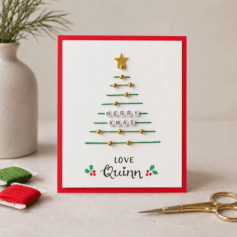 🎄🧵 DIY Christmas Embroidered‑Style Card Kit (6 designs) — a unique card, a gesture made from the heart