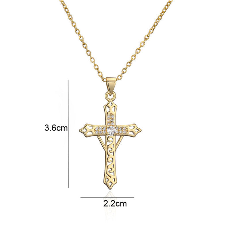 ✨Vintage punk cross necklace with cubic zirconia✨