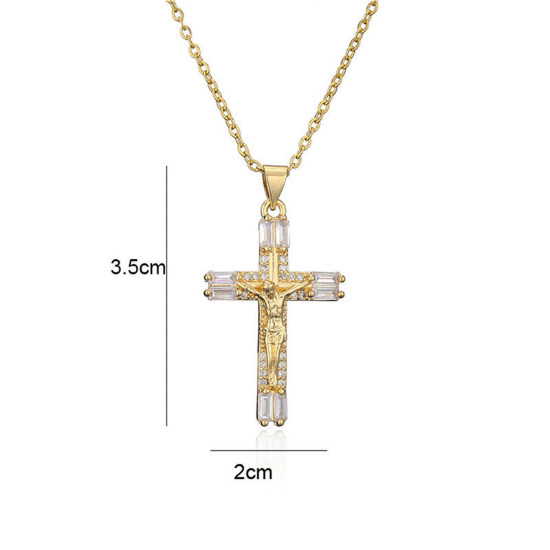 ✨Vintage punk cross necklace with cubic zirconia✨