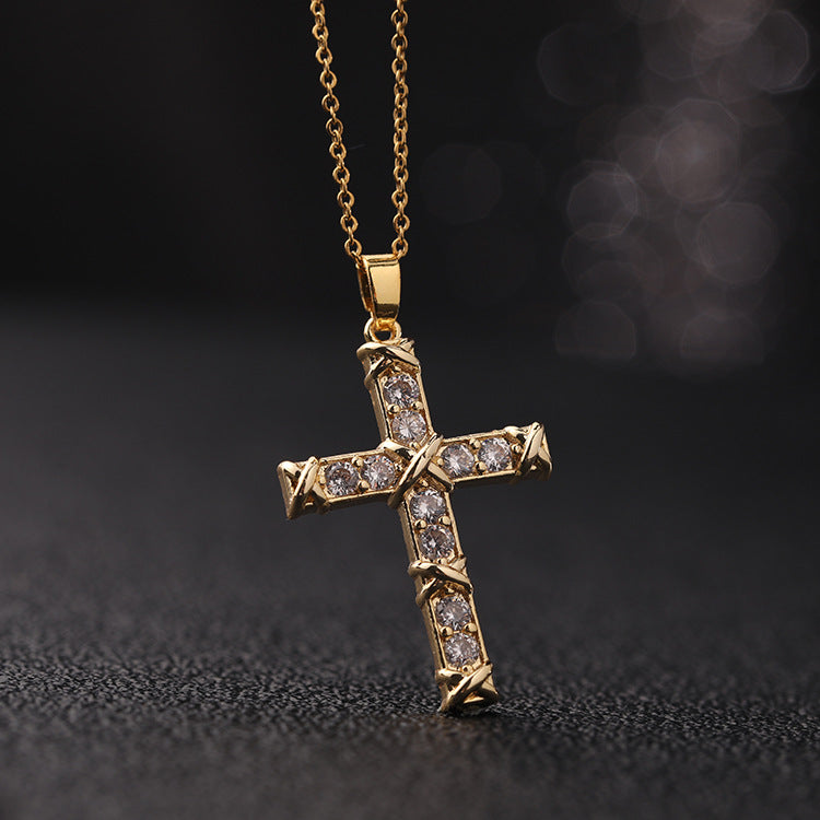 ✨Vintage punk cross necklace with cubic zirconia✨