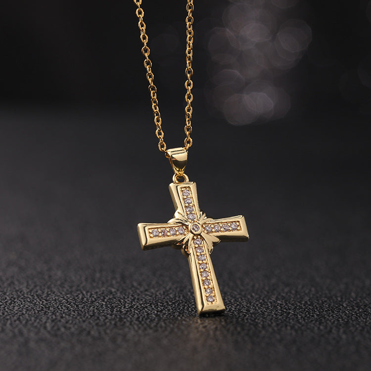 ✨Vintage punk cross necklace with cubic zirconia✨