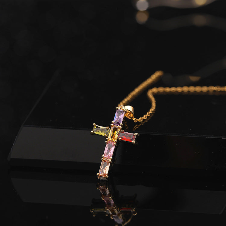 ✨Vintage punk cross necklace with cubic zirconia✨