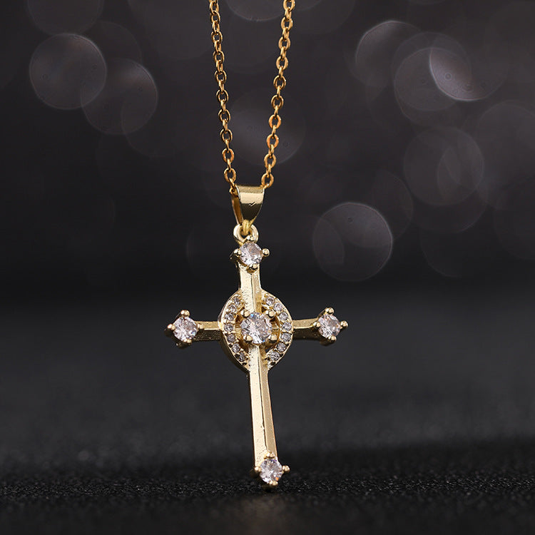 ✨Vintage punk cross necklace with cubic zirconia✨