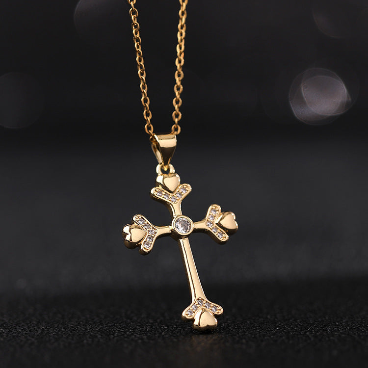 ✨Vintage punk cross necklace with cubic zirconia✨