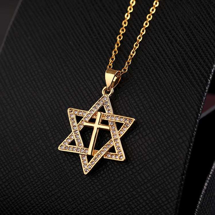 ✨Vintage punk cross necklace with cubic zirconia✨