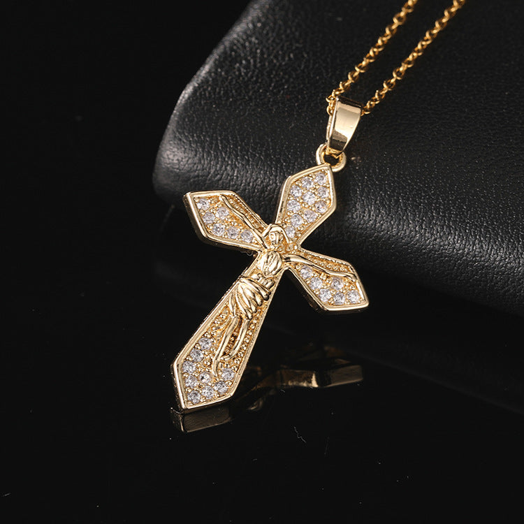 ✨Vintage punk cross necklace with cubic zirconia✨