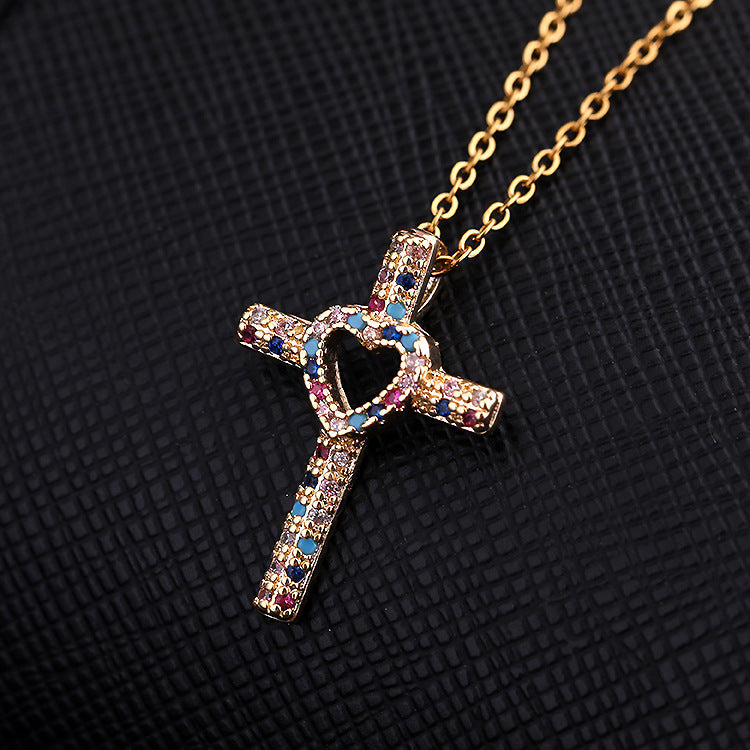 ✨Vintage punk cross necklace with cubic zirconia✨